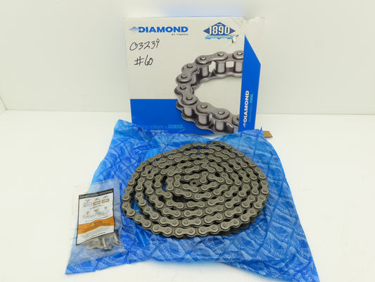 Diamond X-1233-010 Roller Chain #60 Riveted 10' Single Strand