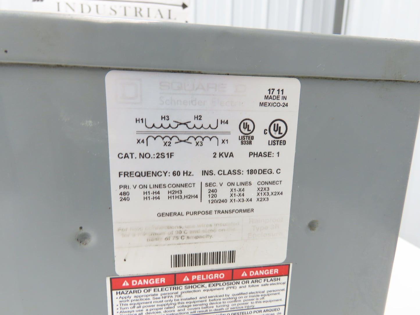 Square D 2S1F Stepdown Power Transformer 2KVA 1Ph HV 240/480 LV 120/240 Lot of 3