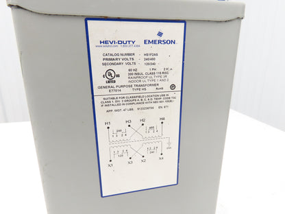 Sola HS1F2AS Step Down Transformer Hevi-Duty 2kva 1Ph HV 240/480 LV 120/240