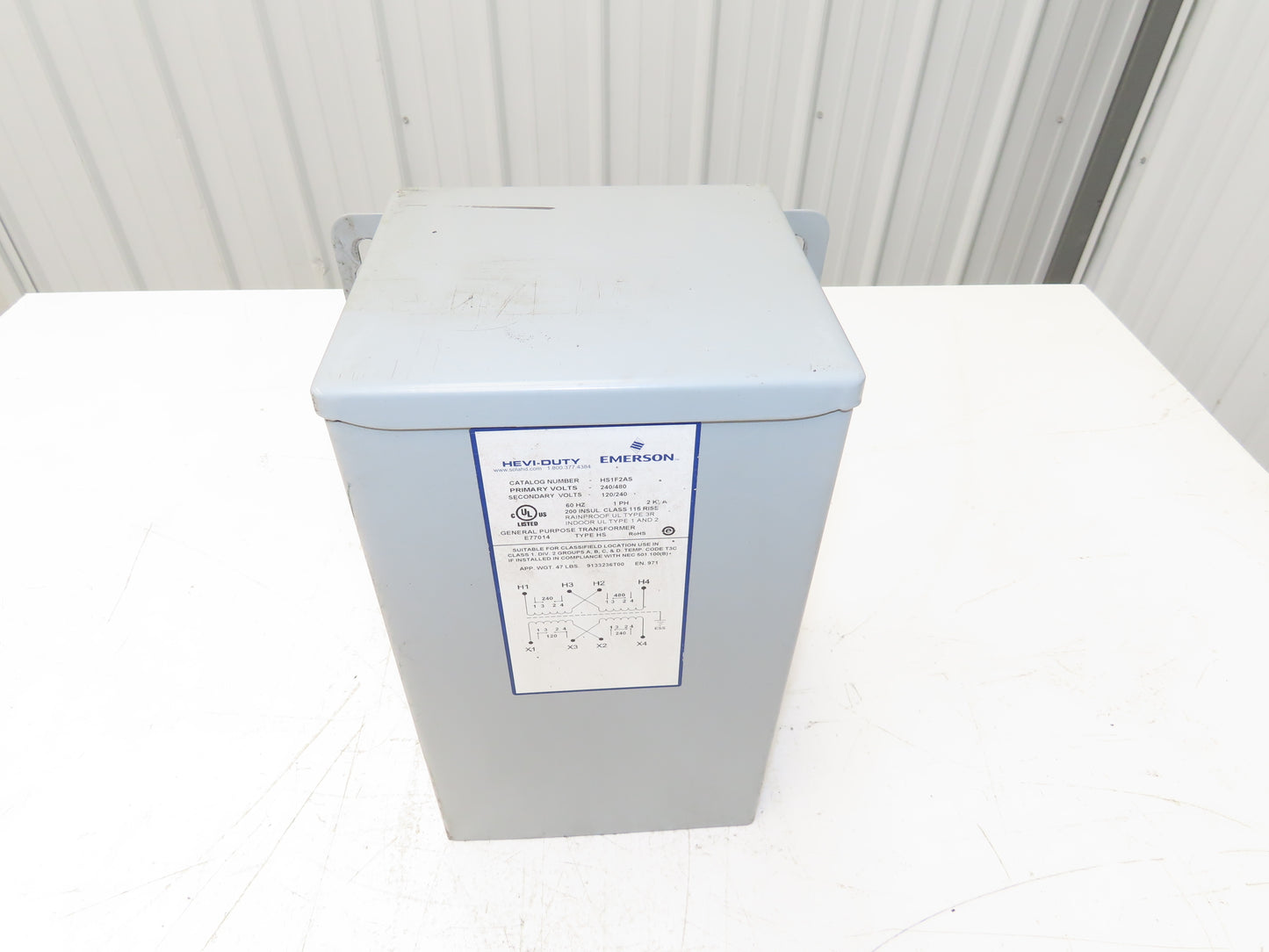 Sola HS1F2AS Step Down Transformer Hevi-Duty 2kva 1Ph HV 240/480 LV 120/240