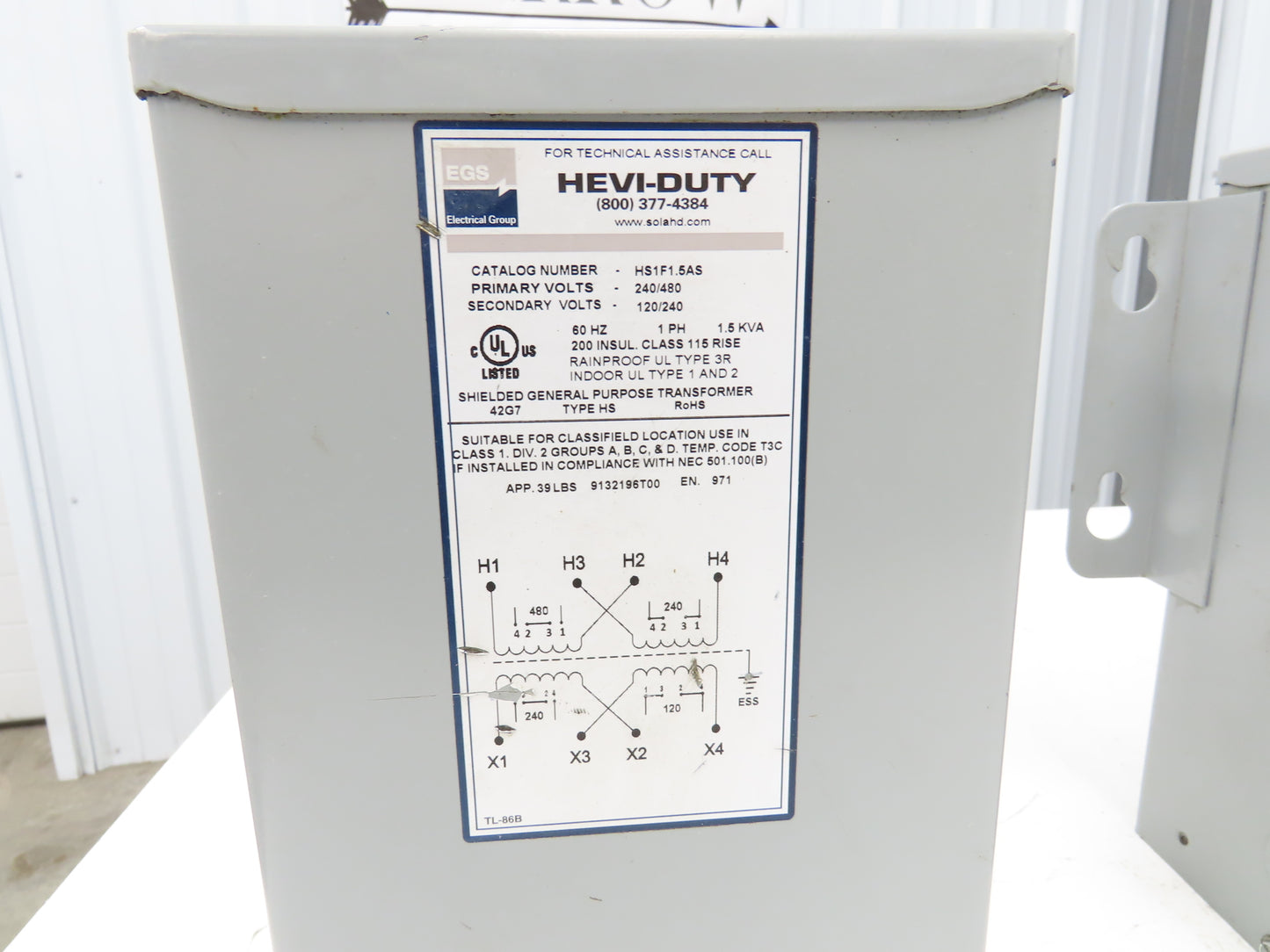 Hevi Duty Stepdown Transformer 1.5KVA 1Ph HV 240/480 LV 120/240 Lot of 3