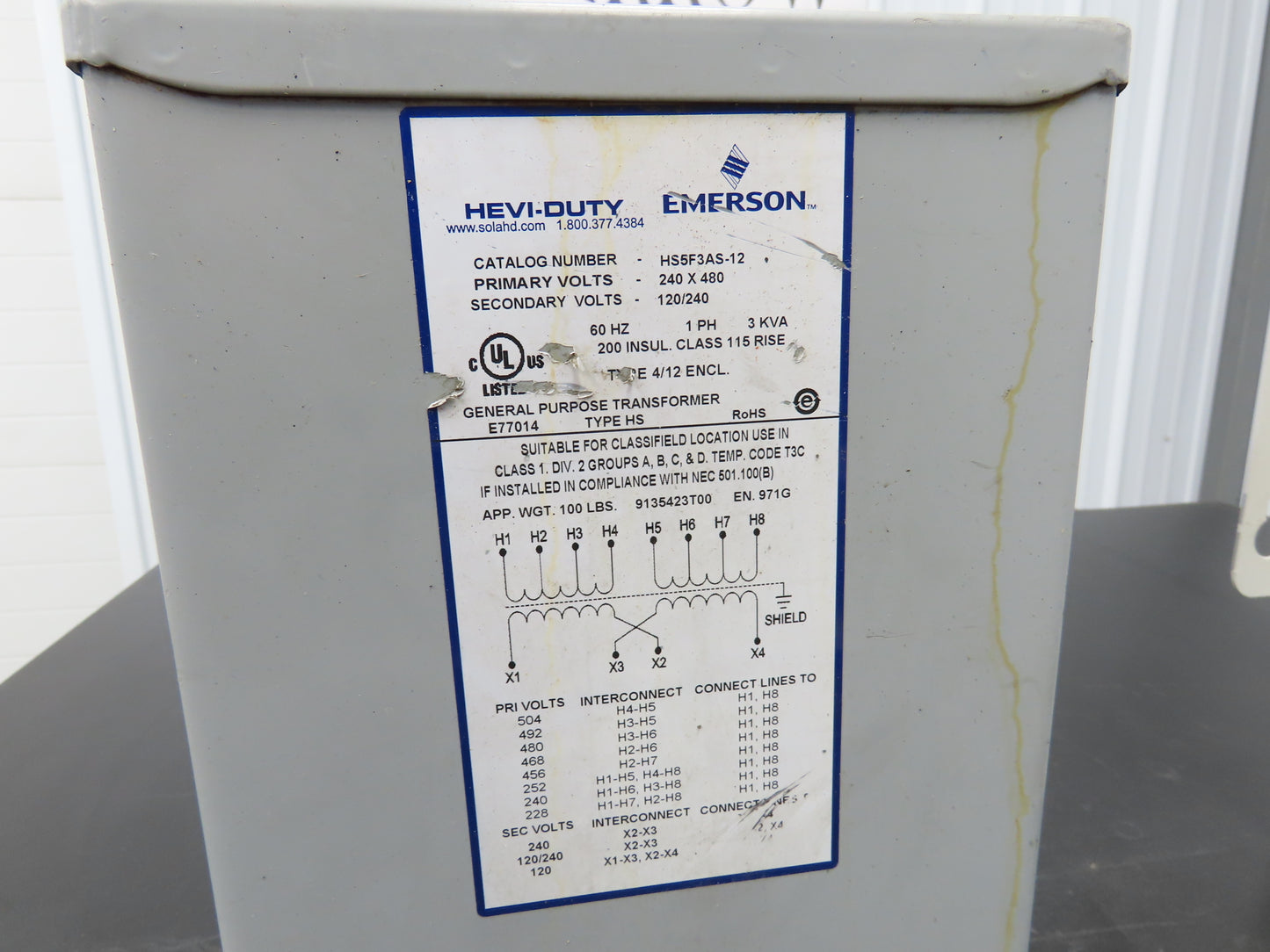 Hevi-Duty HS5F3AS Stepdown Transformer 3kva 1PH HV 240/480 LV 120/240 Lot of 2