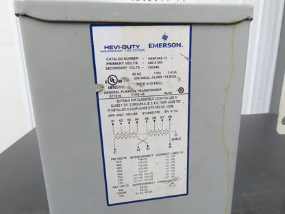 Hevi-Duty HS5F3AS Stepdown Transformer 3kva 1PH HV 240/480 LV 120/240 Lot of 2