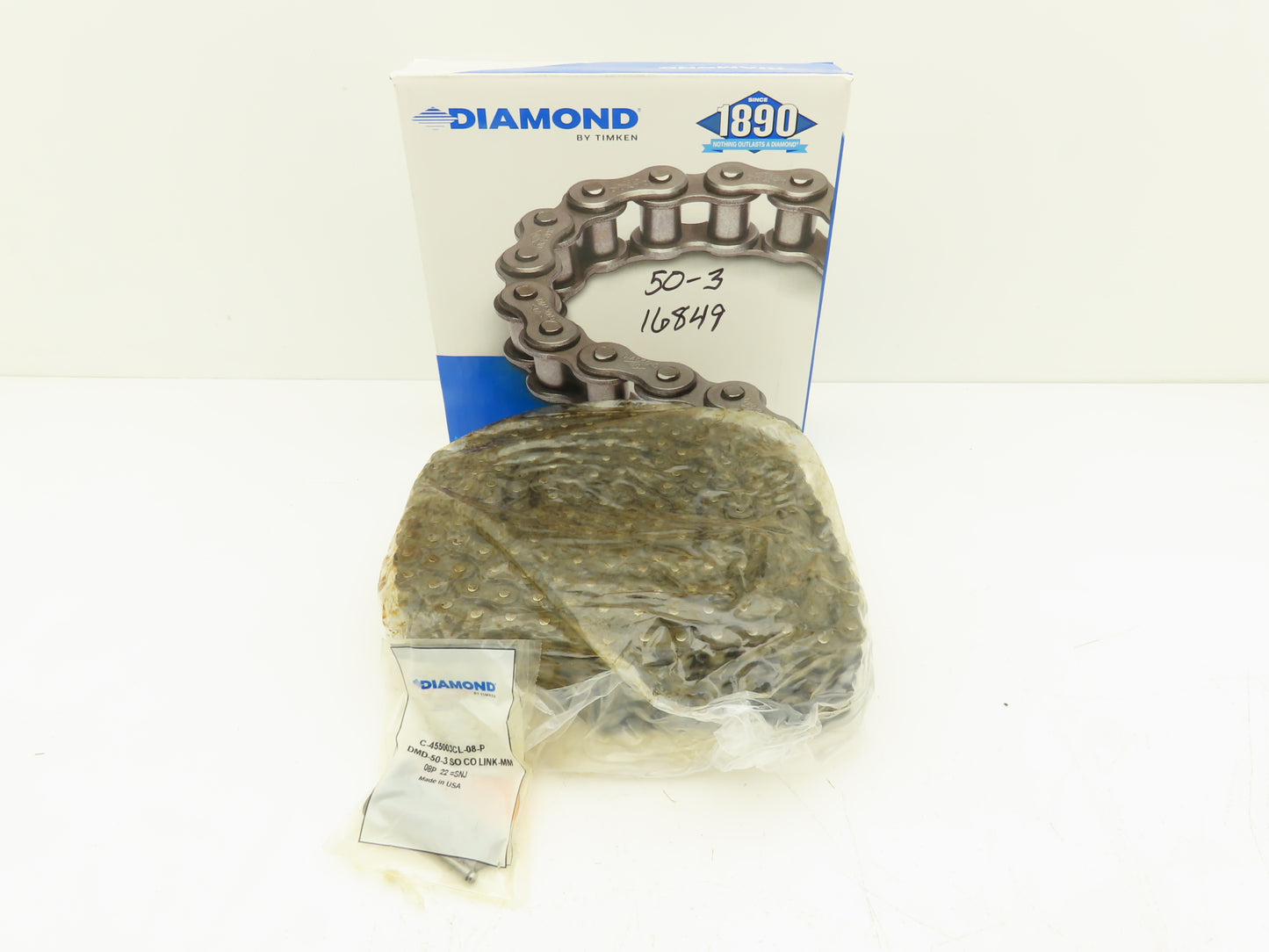 Diamond DMD-50-3R-10FT Riveted #50 Roller Chain 3 Strand 5/8" Pitch 10' Length