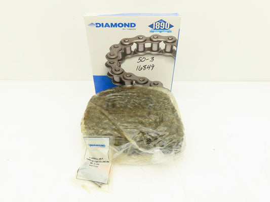 Diamond DMD-50-3R-10FT Riveted #50 Roller Chain 3 Strand 5/8" Pitch 10' Length