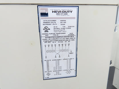 Hevi-Duty Wall Mount Transformer 5KVA 1PH HV 240/480V LV 120/240V Lot of 2