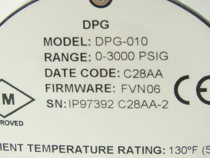 Dwyer DPG-010 Digital Pressure Gauge 1/4"NPT 0-3000 PSI FW FVN06