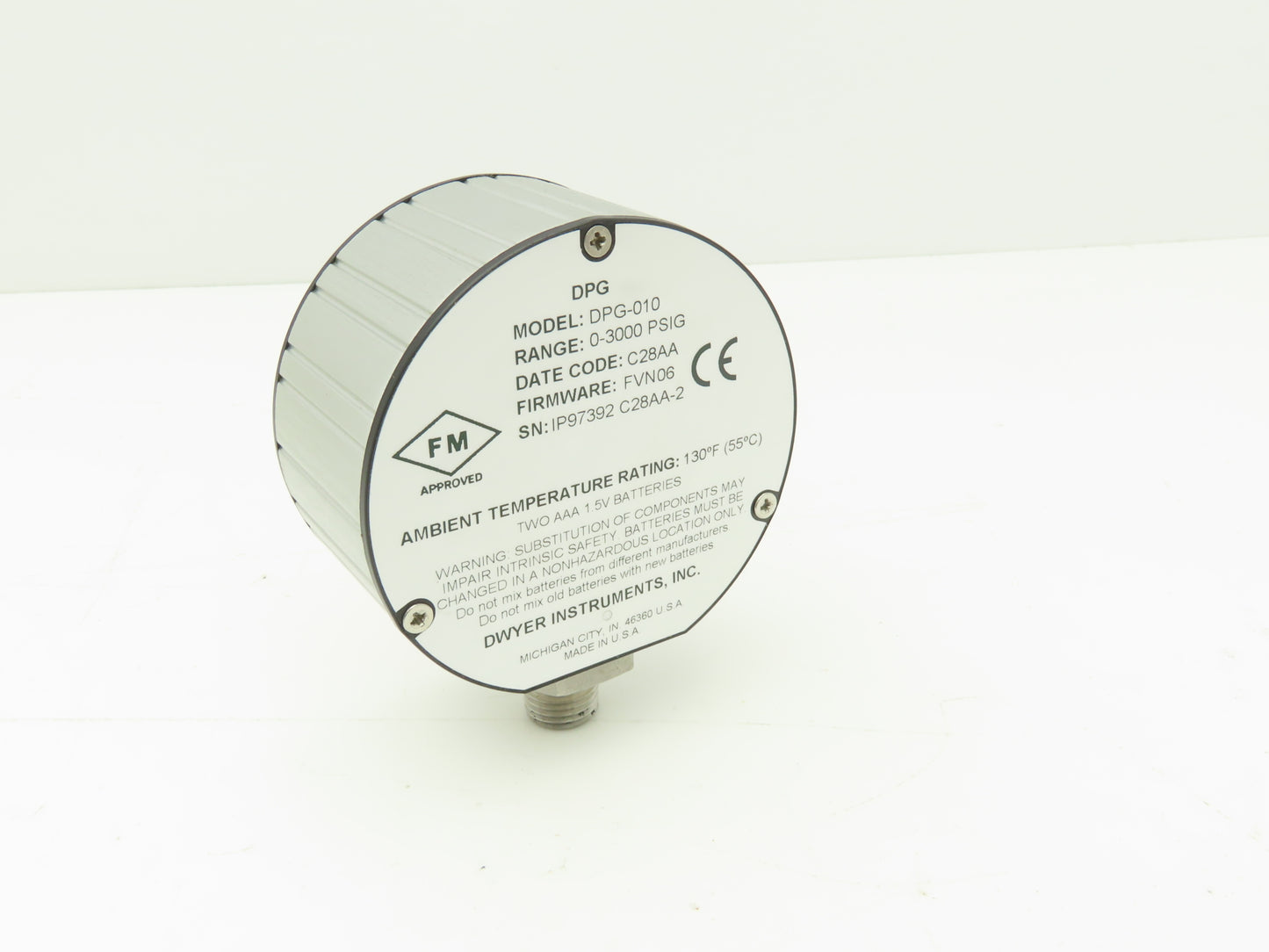 Dwyer DPG-010 Digital Pressure Gauge 1/4"NPT 0-3000 PSI FW FVN06