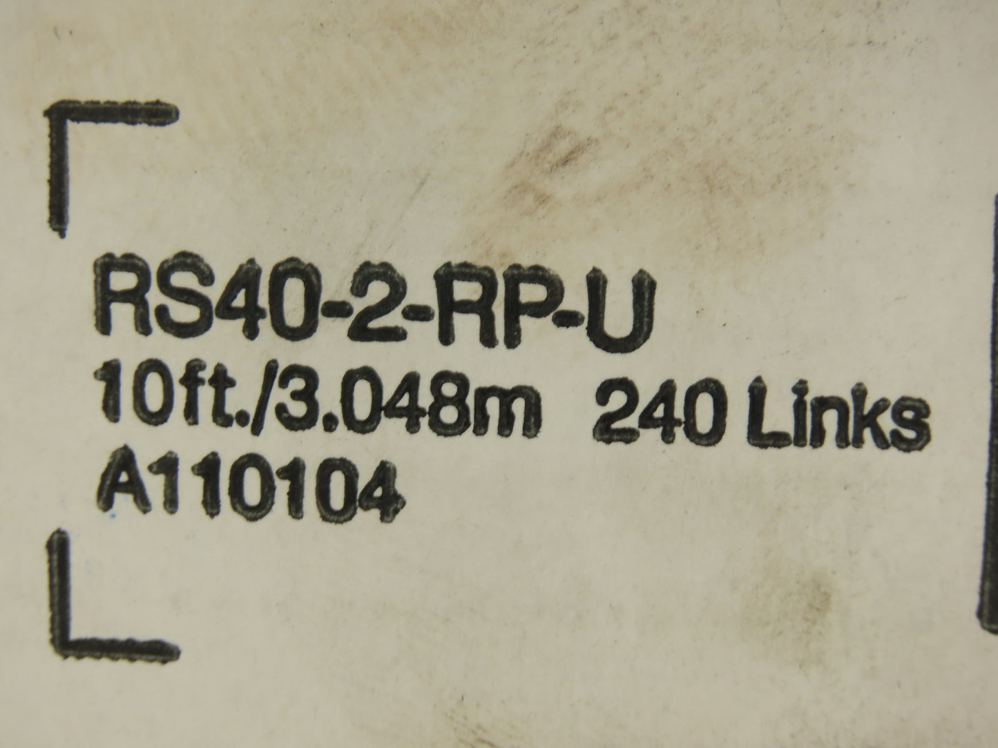 Tsubaki #40Roller Chain Riveted 10' Length 240 Links