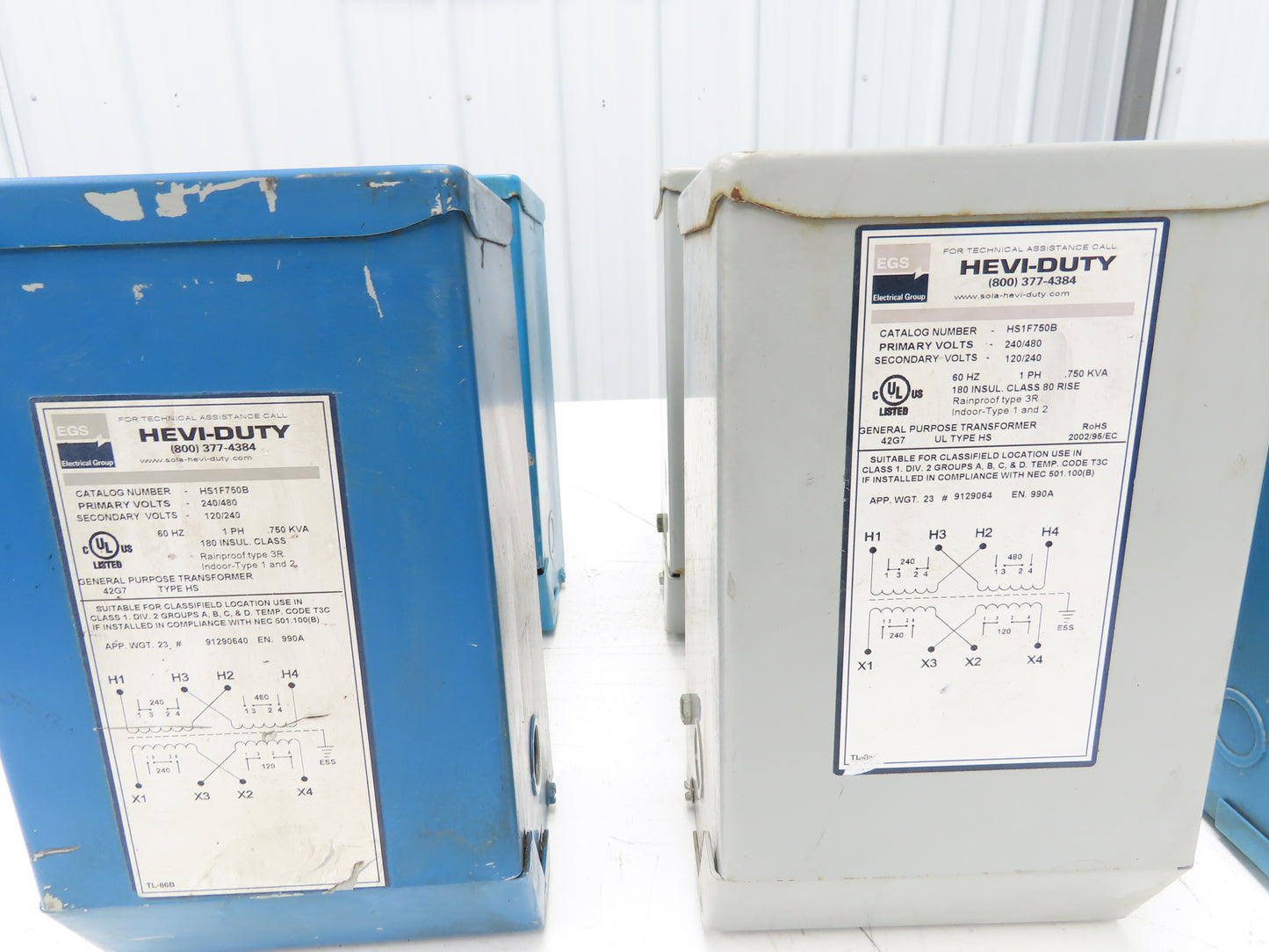 Hevi-Duty HS1F750B Transformer 0.75 KVA 1Ph HV 240/480 LV 120/240 Lot of 8