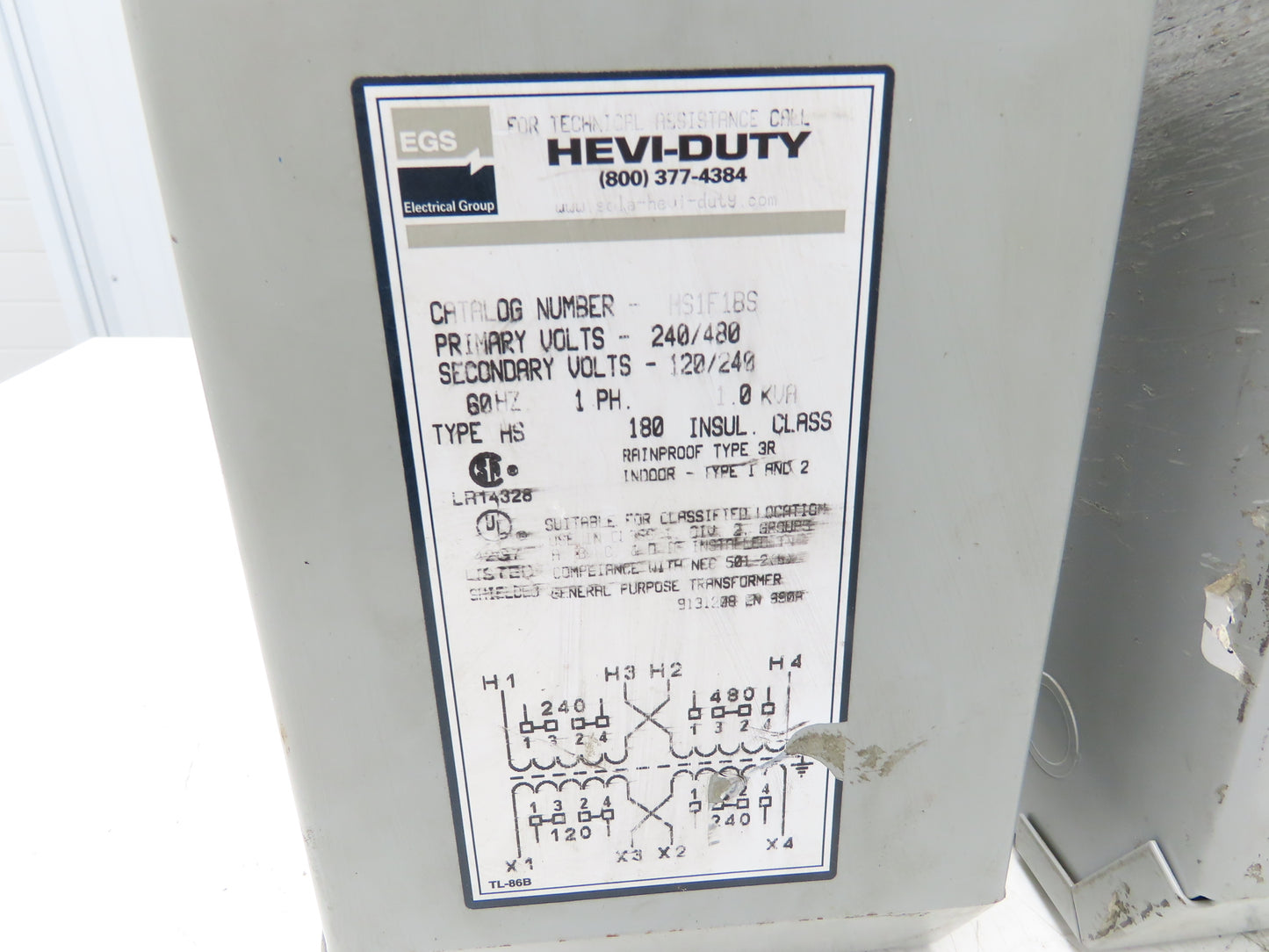 HS1F1B Hevi-Duty Industrial Transformer 1KVA HV 240/480 LV 120/240 1PH Lot of 2