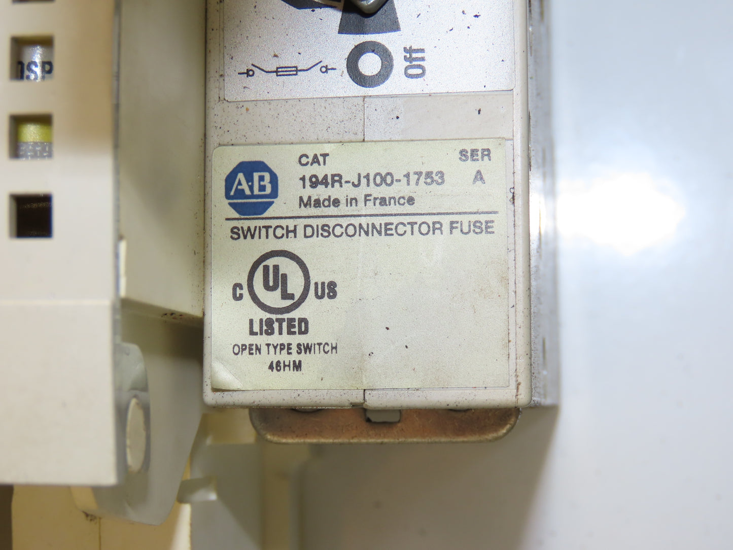 Allen Bradley Fused Disconnect Switch 3Ph 100A 600VAC Hoffman Enclosure 12x10"