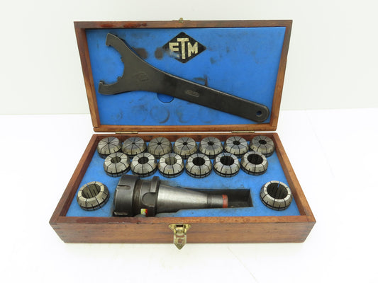 ETM ISO40 ER40 15 Collet Chuck Kit 1/8-1" With 40 ER40X2.165 E Chuck & Wrench