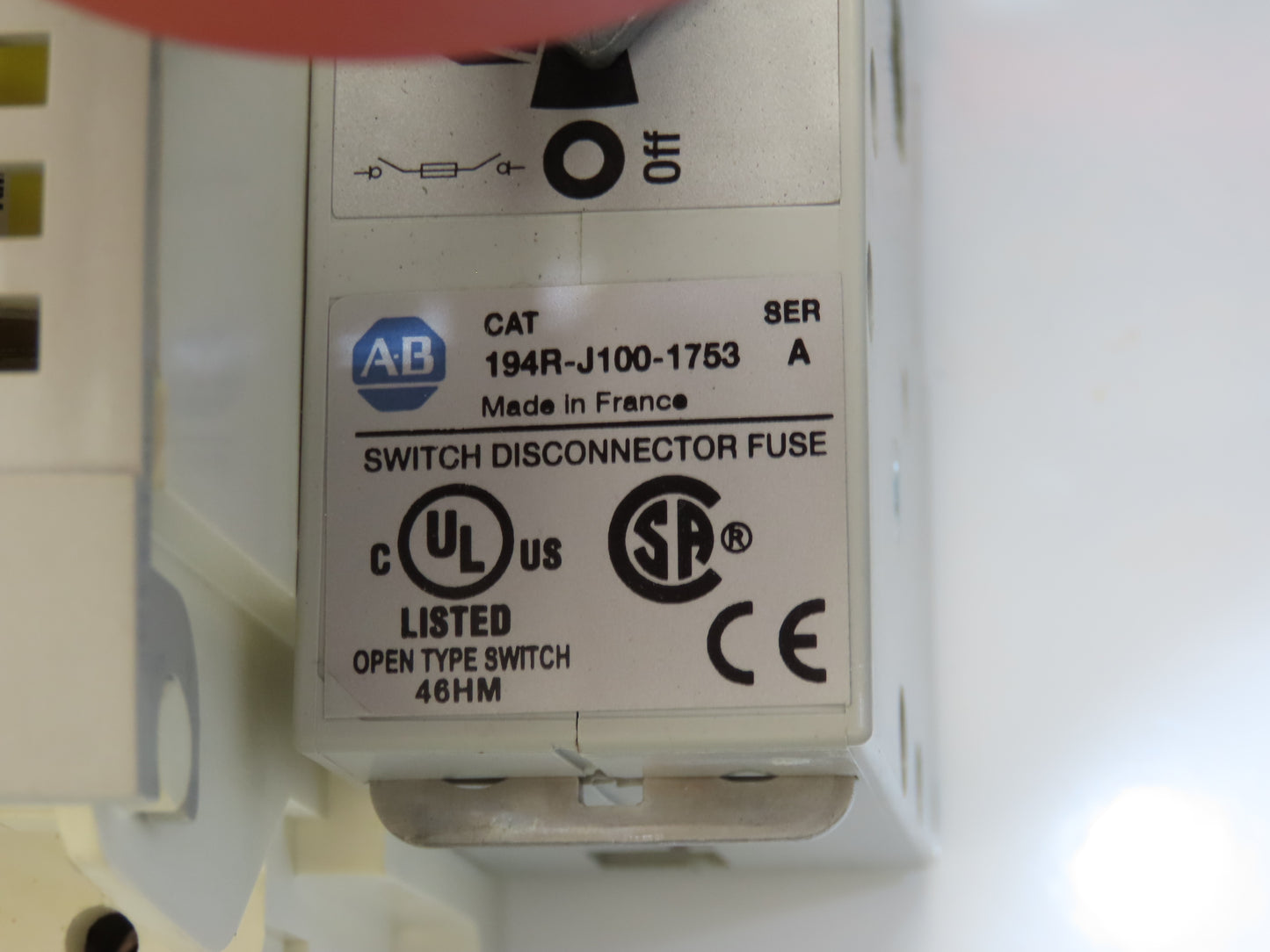Allen Bradley Fused Disconnect Switch 3Ph 100A 600V Hoffman Enclosure 16x14x10"