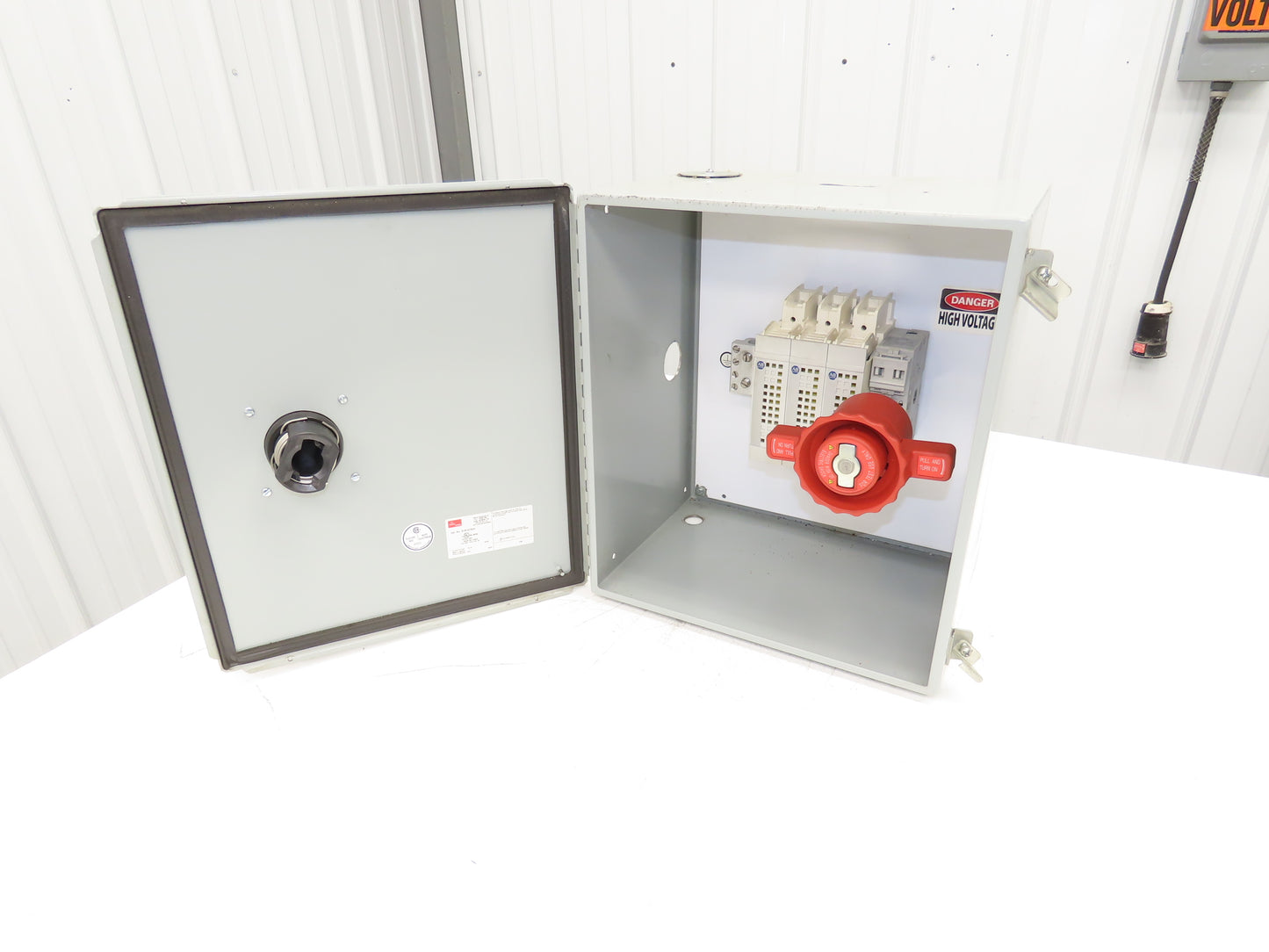 Allen Bradley Fused Disconnect Switch 3Ph 100A 600V Hoffman Enclosure 16x14x10"