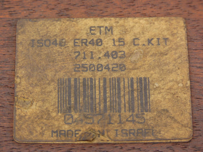 ETM ISO40 ER40 15 Collet Chuck Kit 1/8-1" With ISO40 ER40X2.156E Chuck No Wrench