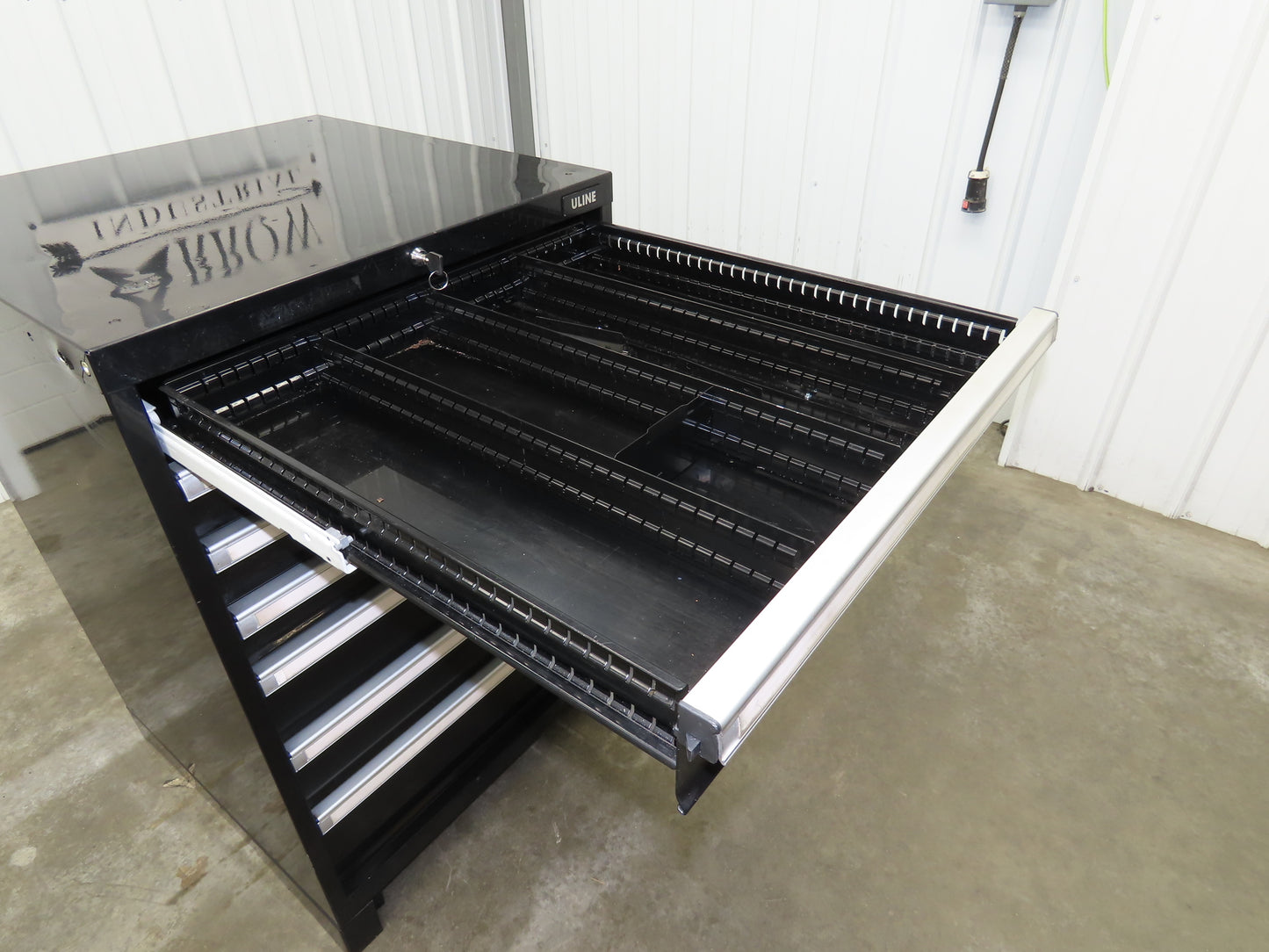Uline Modular Steel 7 Drawer Tool Cabinet 29x29x44" Black Dividers
