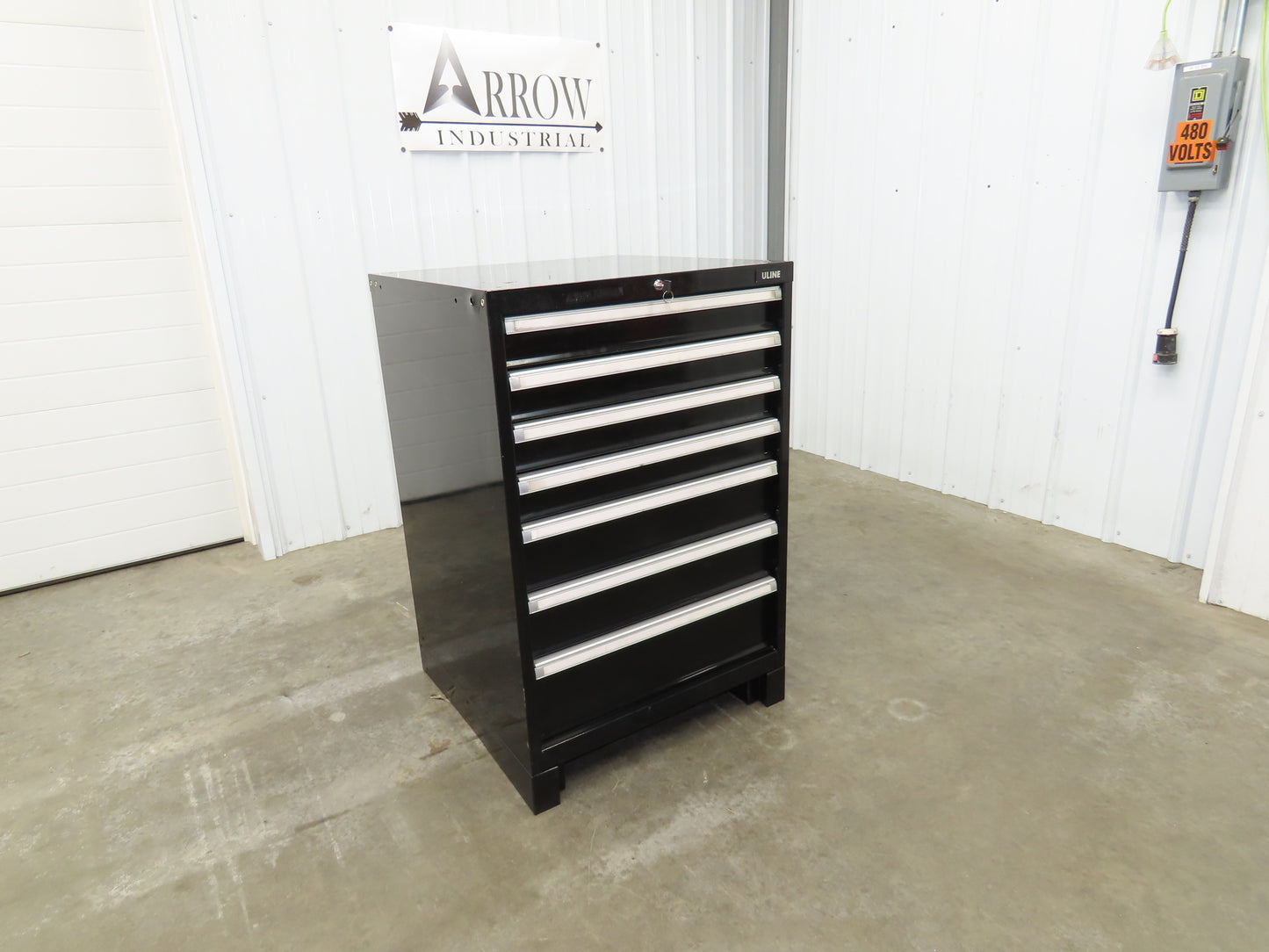 Uline Modular Steel 7 Drawer Tool Cabinet 29x29x44" Black Dividers