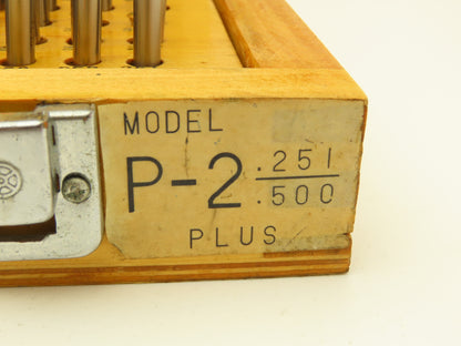 Phase II P-2 Plus Steel Pin Gage Set .251"-.500"  Complete Set Wooden Case