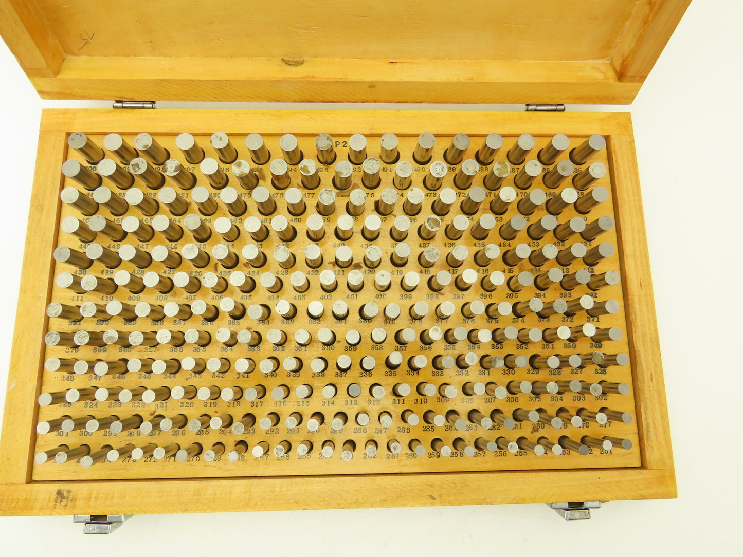 Phase II P-2 Plus Steel Pin Gage Set .251"-.500"  Complete Set Wooden Case