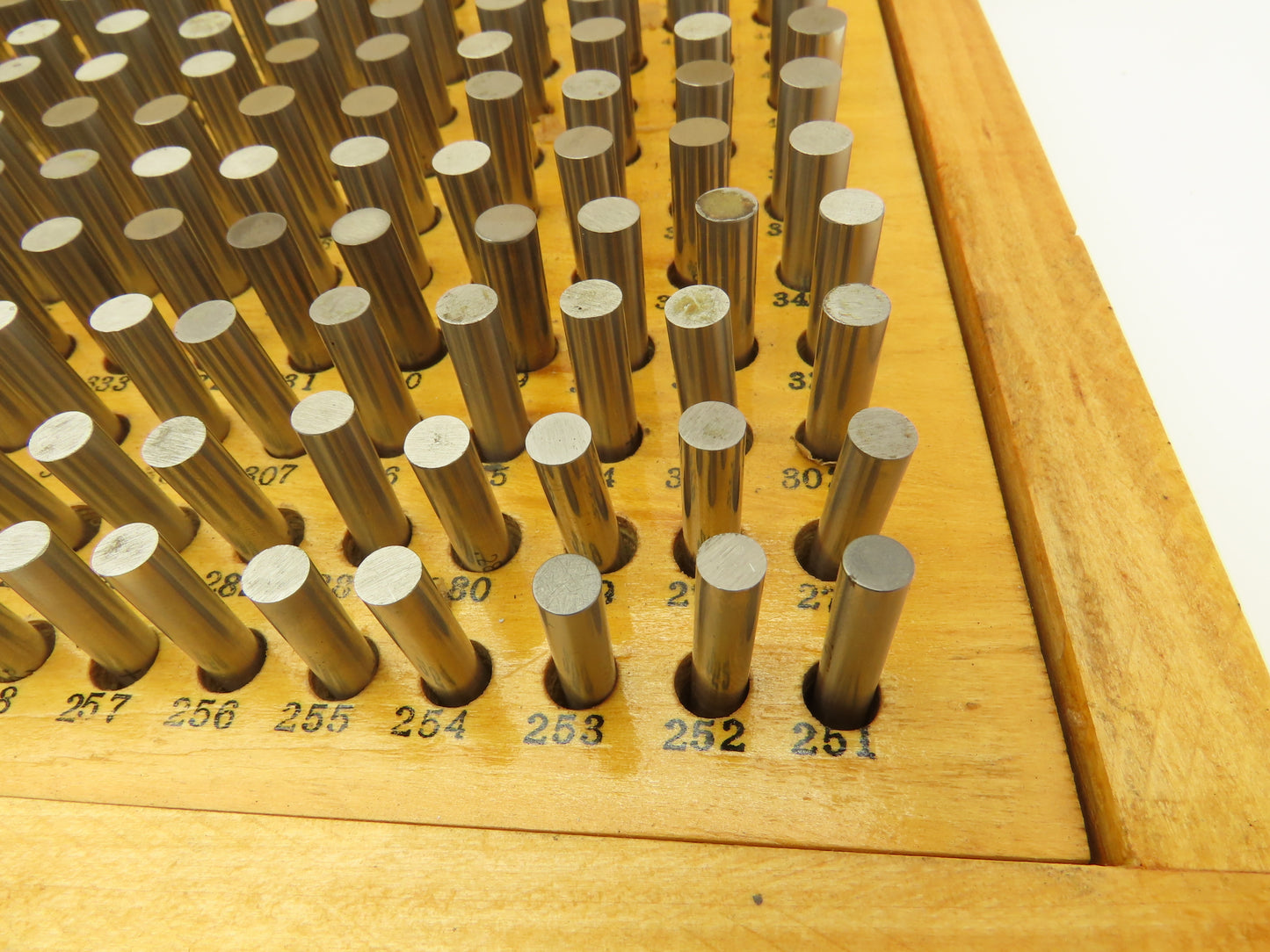Phase II P-2 Plus Steel Pin Gage Set .251"-.500"  Complete Set Wooden Case