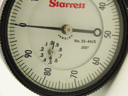 Starrett 25-441/5J Dial Gage Indicator 0-100 Cont .500" Range .001" Grad