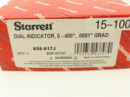 Starrett 656-617J Dial Gage Indicator 0-20 Dial .400" Range .0001"Grad