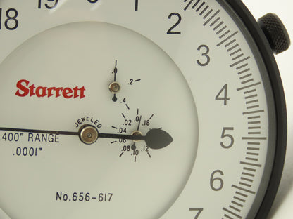 Starrett 656-617J Dial Gage Indicator 0-20 Dial .400" Range .0001"Grad