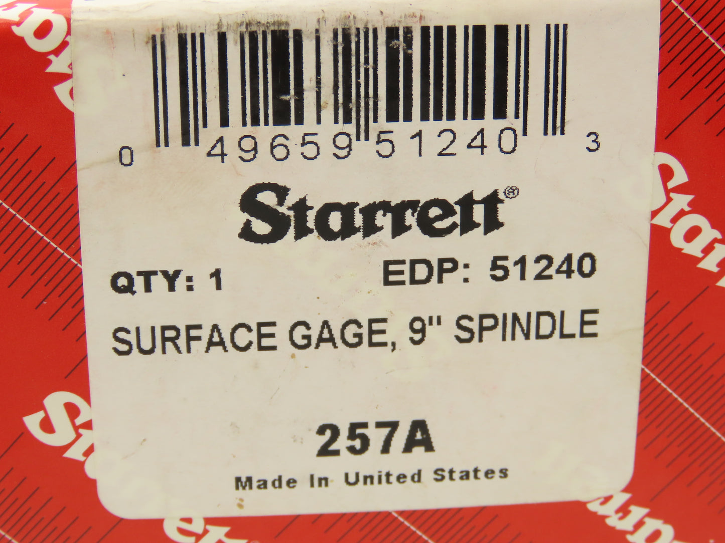 Starrett 257A Surface Gage Full Size 9" Spindle 2-3/8"x 2-7/8" Steel base
