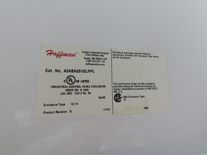 Hoffman A24SA2610 Electrical Enclosure Control Panel JIC 24x26x10" Disconnect