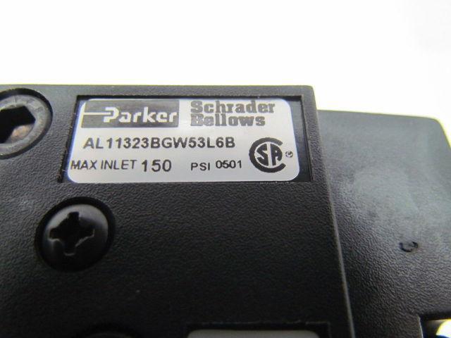 Parker Schrader Bellows AL11323BGW53L6B Pneumatic Valve Regulator 120V Solenoid