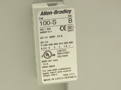 Allen Bradley 100S-C60DJ14C Safety DC Contactor Contact Block 24V Coil 600V 3PH