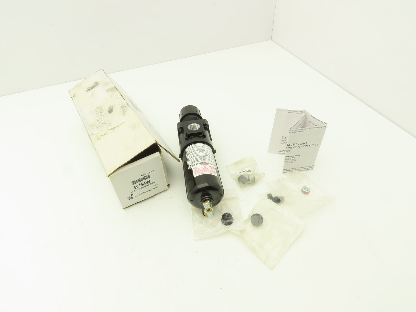 Arrow Pneumatics B754W Pneumatic Air Filter-Regulator 250PSI 1/2"NPT 40 Micron