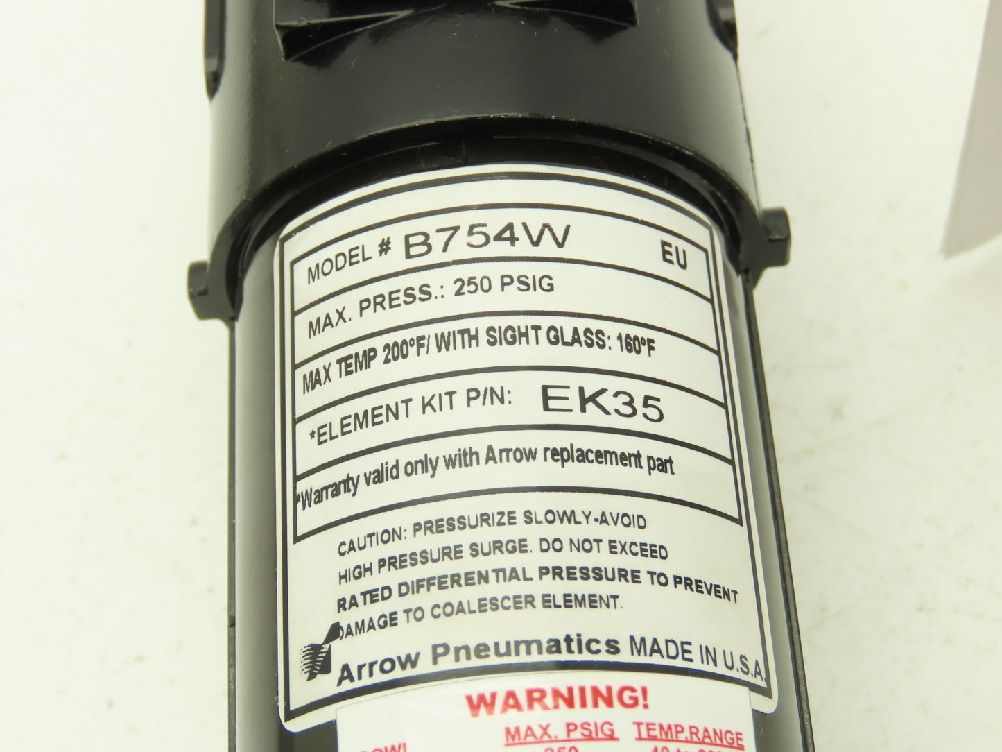 Arrow Pneumatics B754W Pneumatic Air Filter-Regulator 250PSI 1/2"NPT 40 Micron