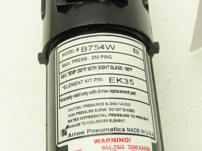 Arrow Pneumatics B754W Pneumatic Air Filter-Regulator 250PSI 1/2"NPT 40 Micron