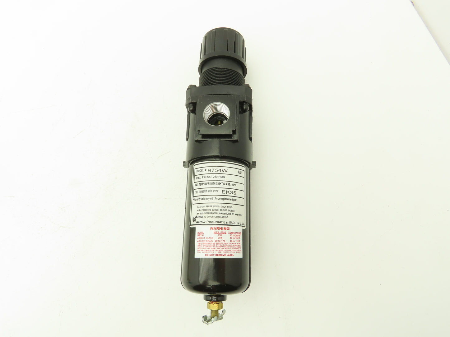 Arrow Pneumatics B754W Pneumatic Air Filter-Regulator 250PSI 1/2"NPT 40 Micron