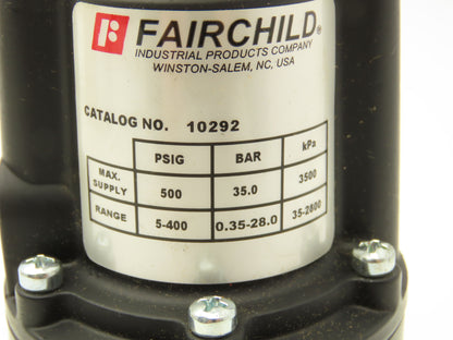 Fairchild 10292 Pressure Regulator 1/4" NPT 5-400PSI Adjustment 500 PSI Max
