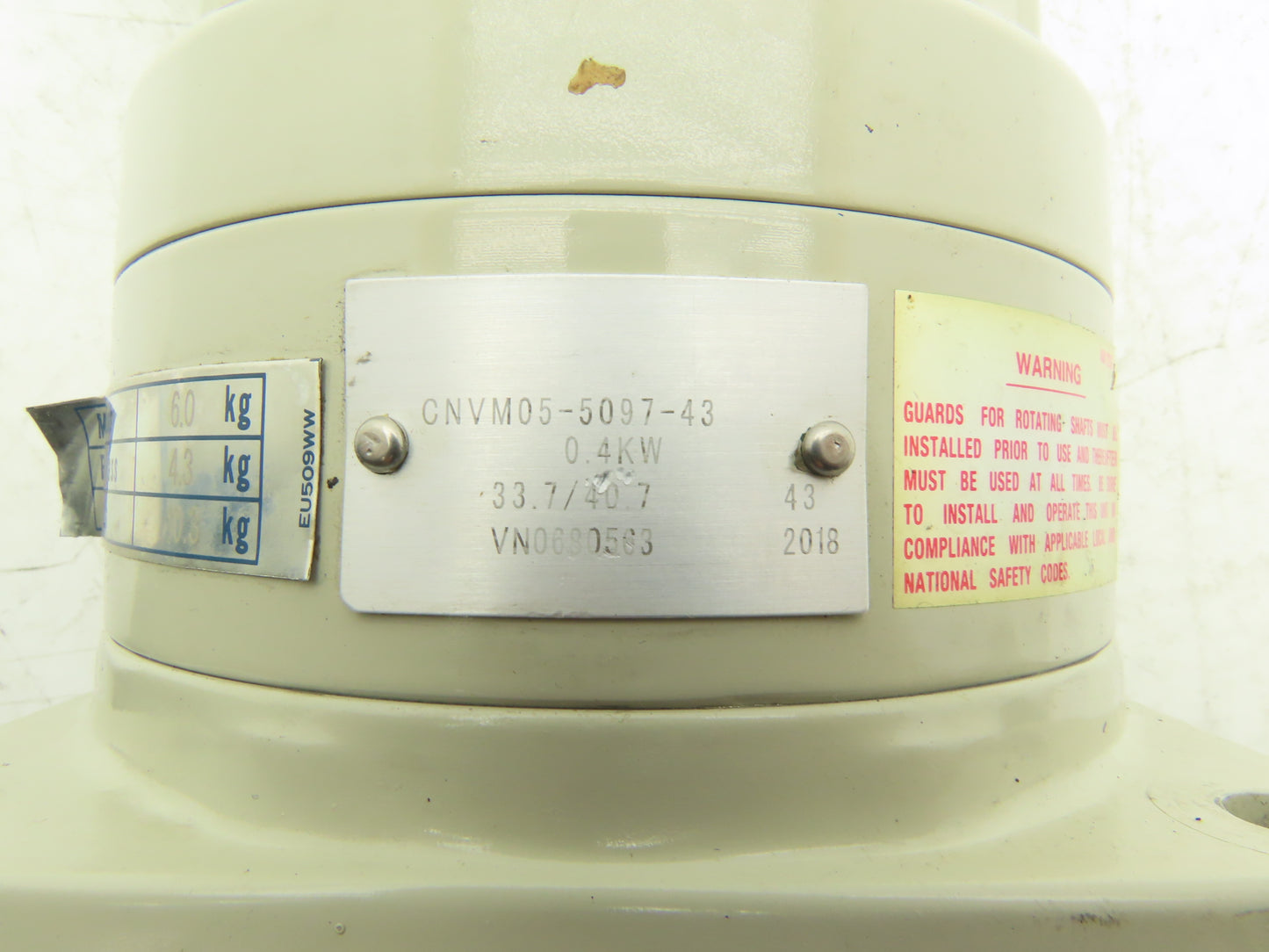 Sumitomo Cyclo-Drive CNVM05-5097-43 Inline Gearmotor 43:1 Ratio 40rpm 220V 3PH
