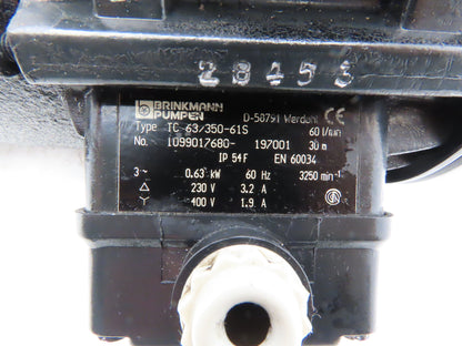Brinkmann TC 63/350-61S Coolant Pump 60L/min 0.63kw 230/400V 3PH 3/4"NPT