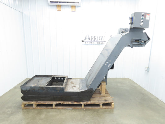 Enomoto 37"W x 8' 4" Chip Conveyor 26"Belt 46" Discharge 220V *READ*