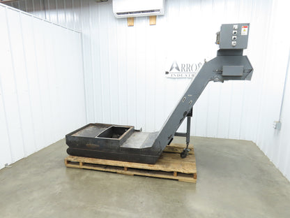 Enomoto 37"W x 8' 4"L Chip Conveyor 26"Belt 46"H Discharge 220V 3PH Chain Drive