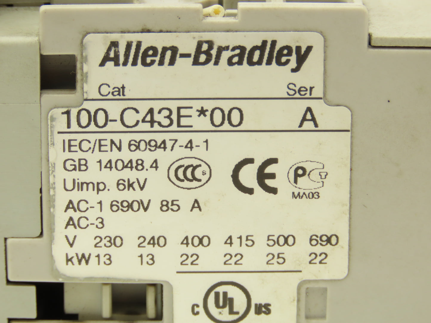 Allen Bradley 100S-C43EJ14C 3 Pole Contactor Safety Control Relay 24VDC Coil