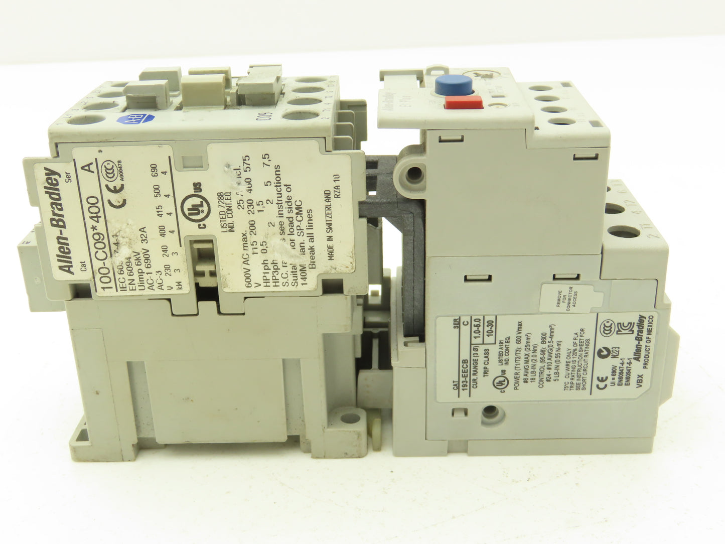 Allen Bradley 193-EECB Motor Starter Contactor Overload Relay 1-5A 120V Coil