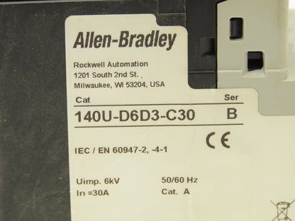 Allen Bradley 140U-D6D3-C30 Manual Motor Starter Circuit Breaker 30A Ser B