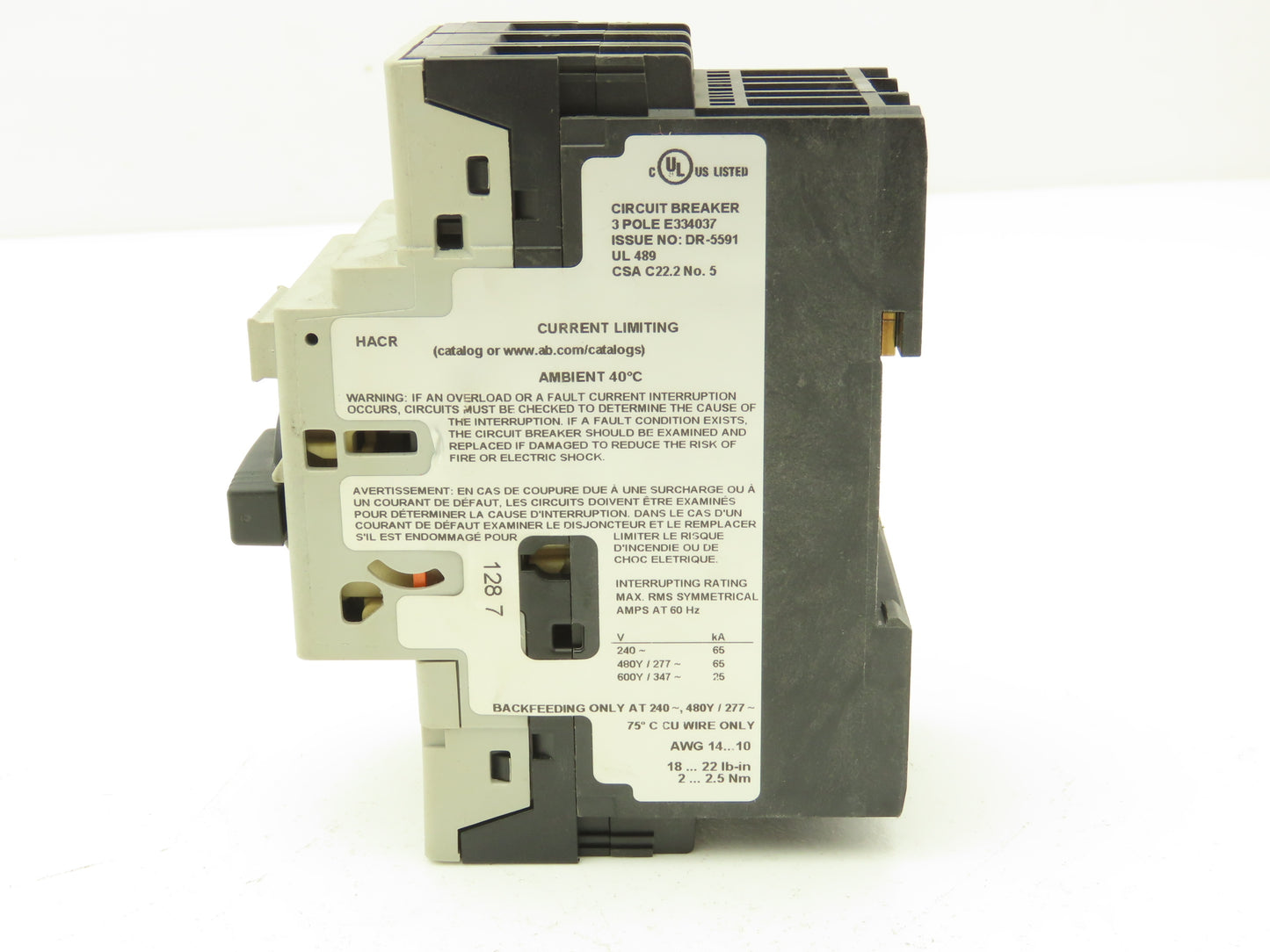 Allen Bradley 140U-D6D3-C30 Manual Motor Starter Circuit Breaker 30A Ser B
