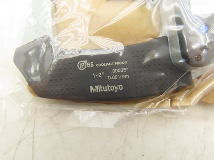 Mitutoyo 395-352-30 Digimatic Micrometer 1-2" Range .00005" Spherical Ball Anvil