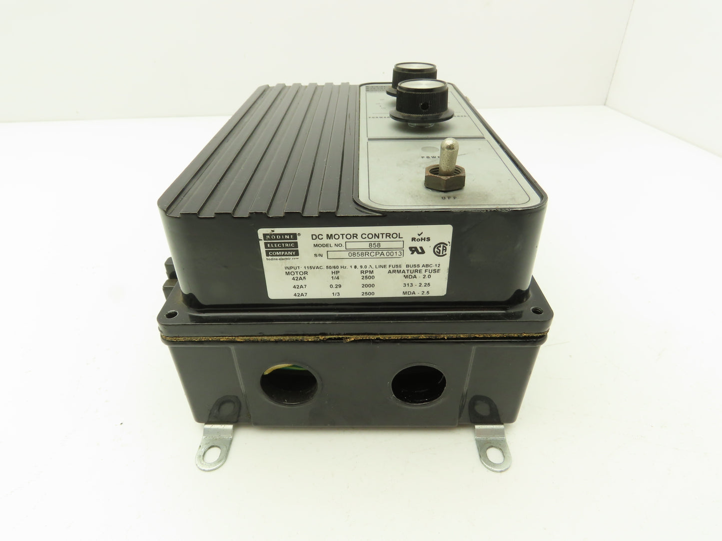 Bodine Model 858 Type FPM DC Motor Adjustable Speed/Torque Control 1/3Hp 115VAC