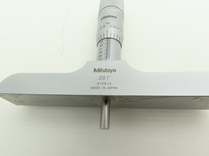 Mitutoyo 128-106 Depth Gage Micrometer 0-1" Range .001"Grad 4" Base