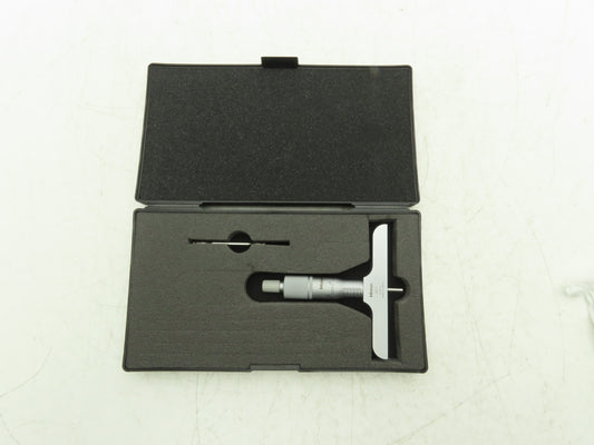 Mitutoyo 128-106 Depth Gage Micrometer 0-1" Range .001"Grad 4" Base