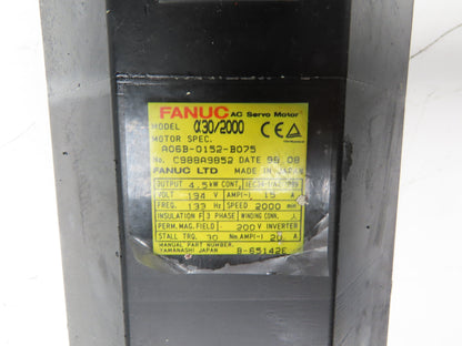 Fanuc A06B-0152-B075 AC Servo Motor 4.5Kw 194V 2000RPM Encoder A860-0360-V501